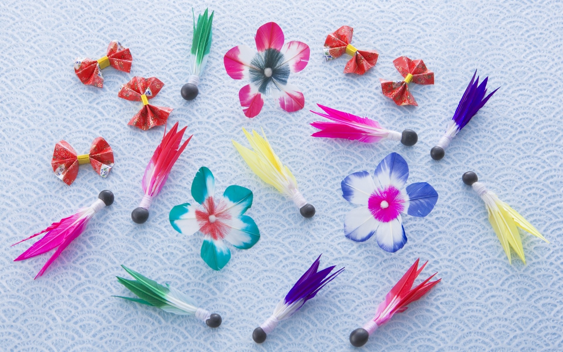 Colorful shuttlecocks and origami