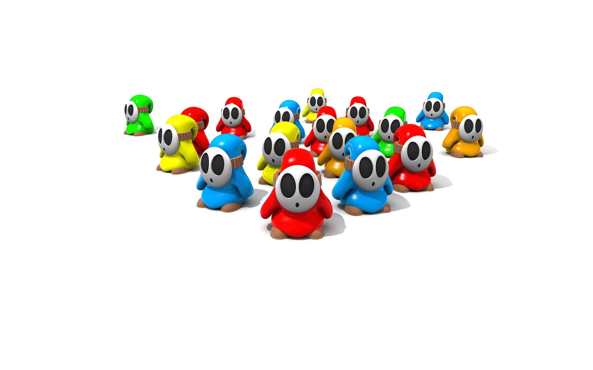 Colorful Shy Guy characters