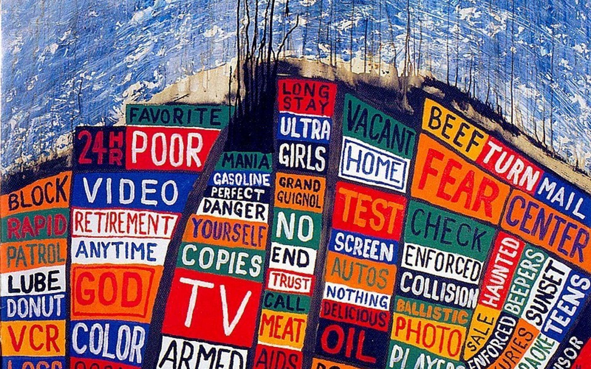 Colorful sign collage art