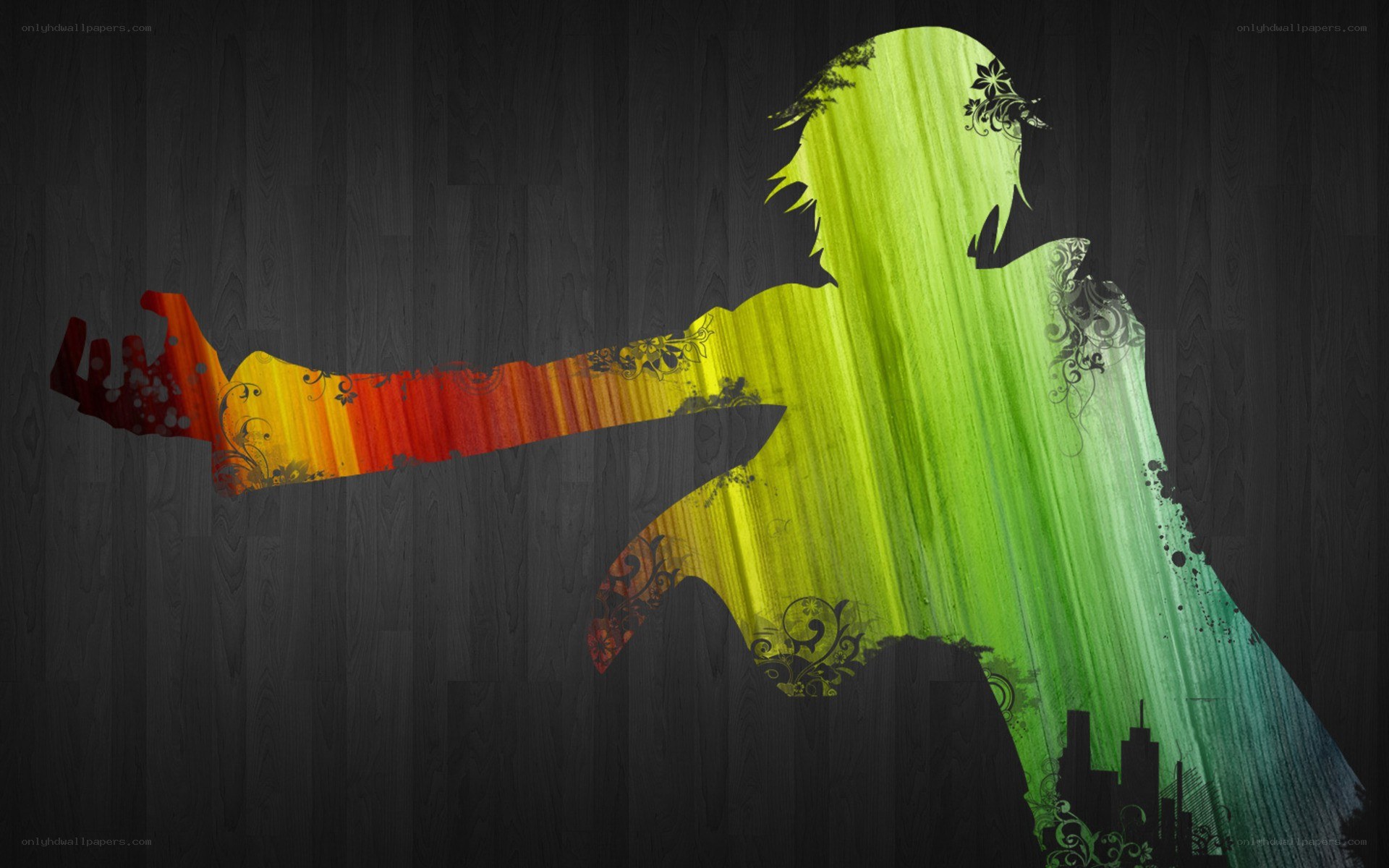 colorful silhouette dancer