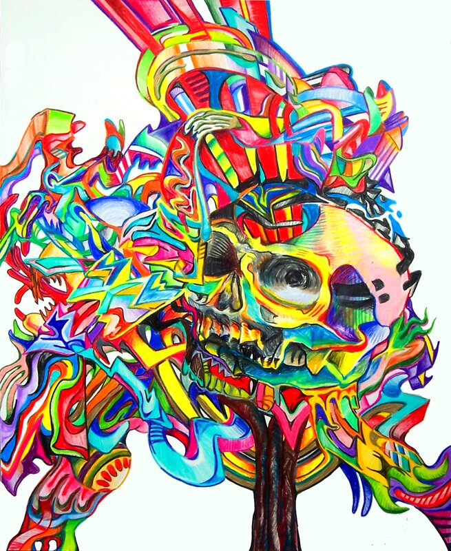 Colorful skull abstract art