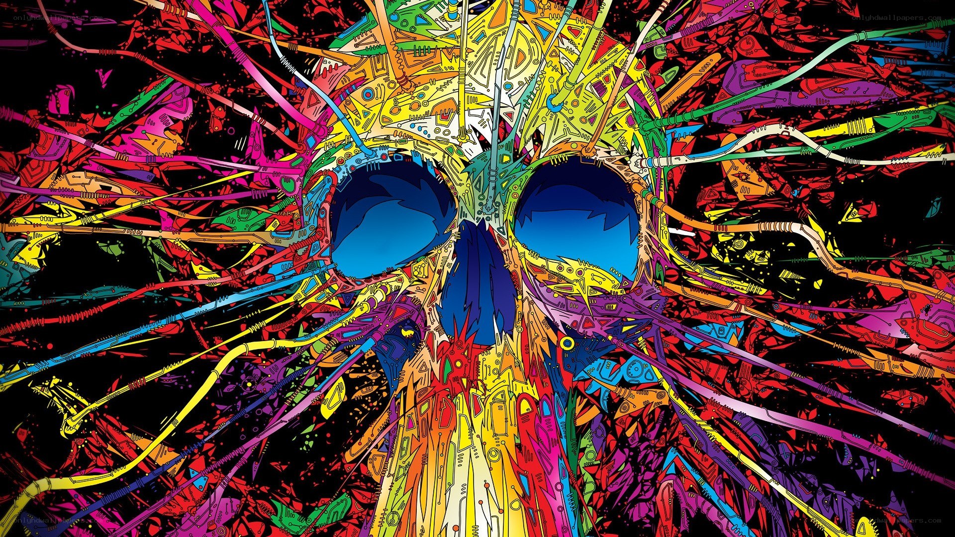 colorful skull abstract art