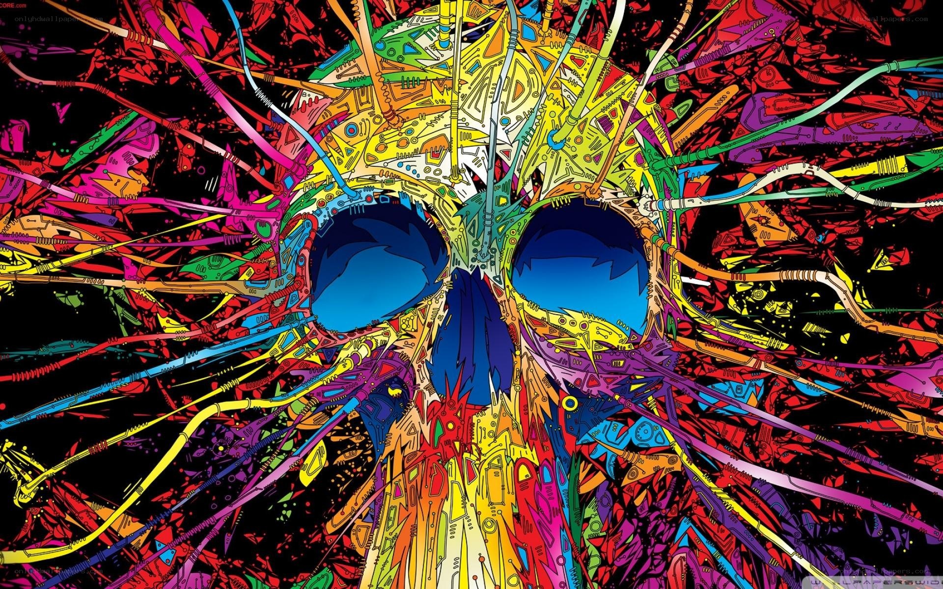 colorful skull abstract art