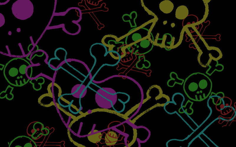 colorful skull and crossbones pattern