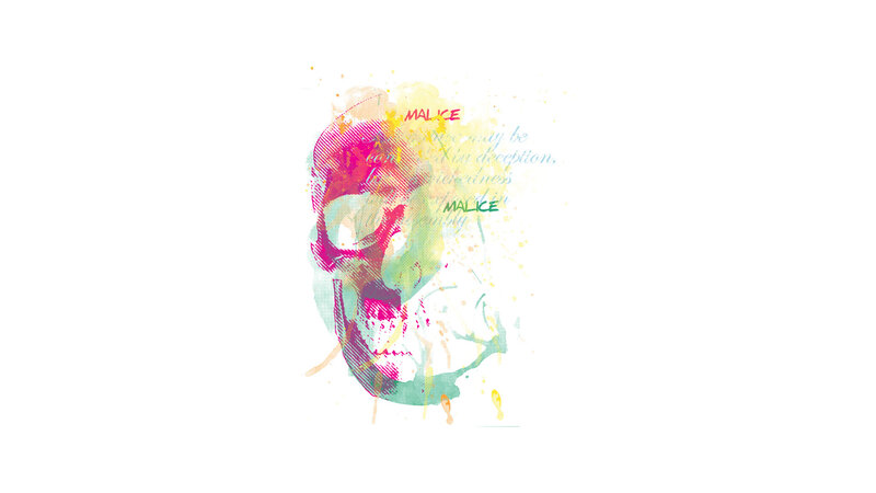 colorful skull art with text