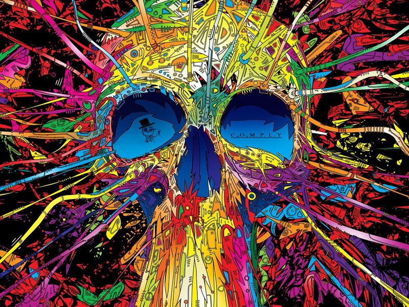colorful skull artwork