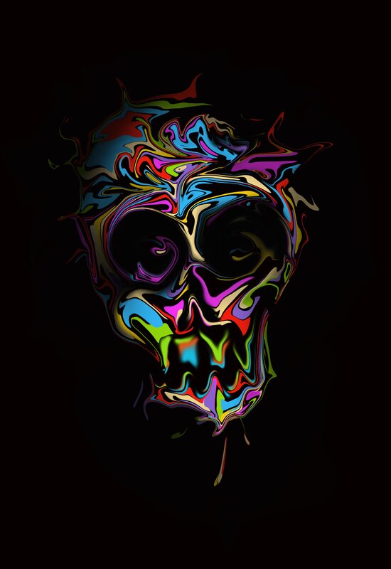 Colorful Skull — Black, Dark