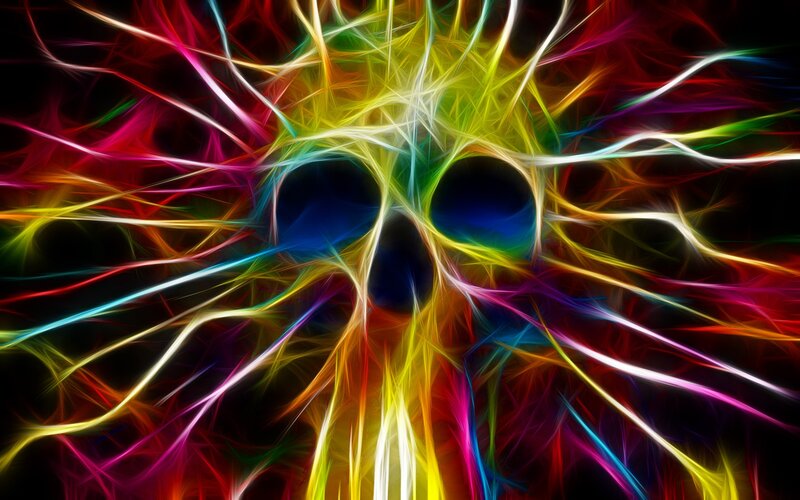 colorful skull fractal art