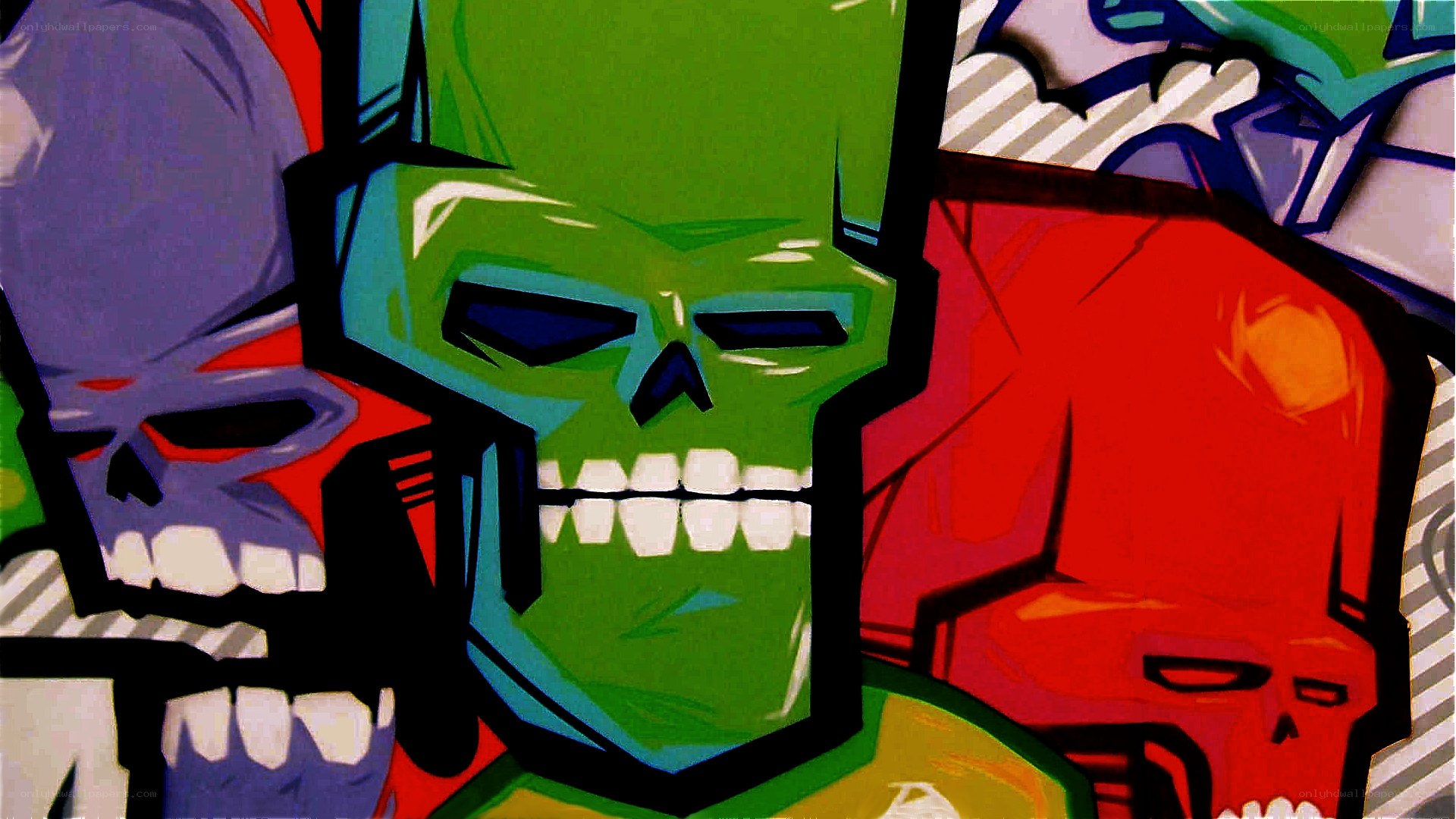 colorful skull graffiti art