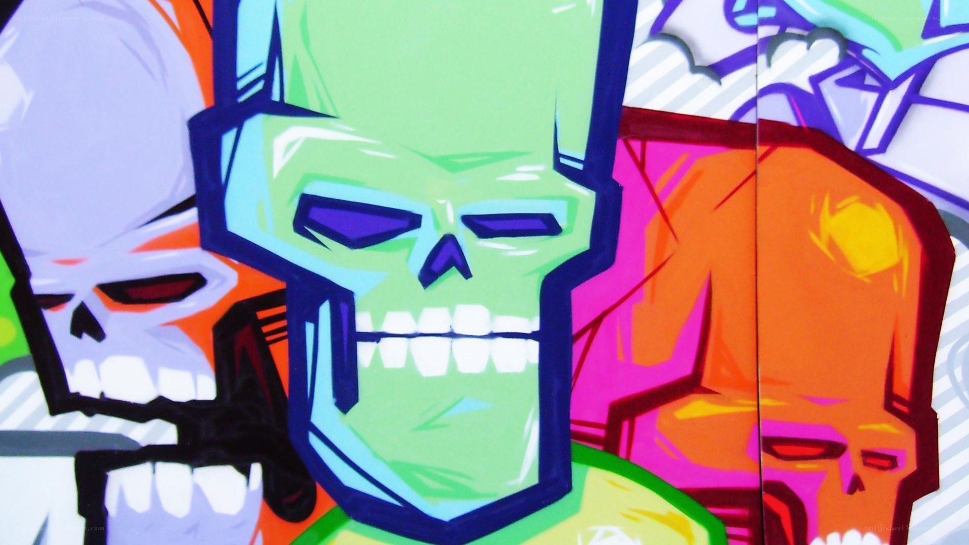 colorful skull graffiti art
