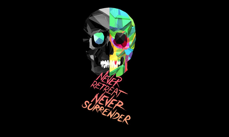 Colorful Skull Illustration — Black, Dramatic