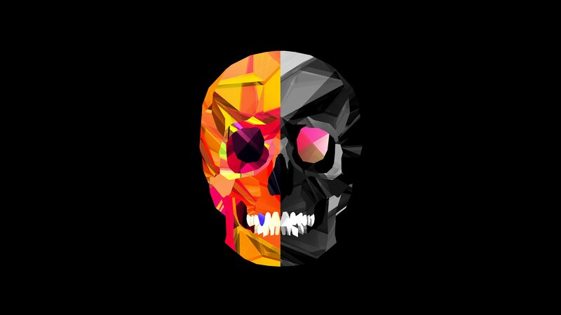Colorful Skull Illustration — Orange