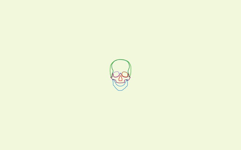 Colorful Skull Outline — Green