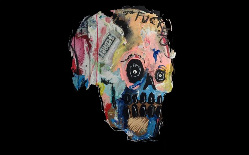 Colorful Skull Painting — Black