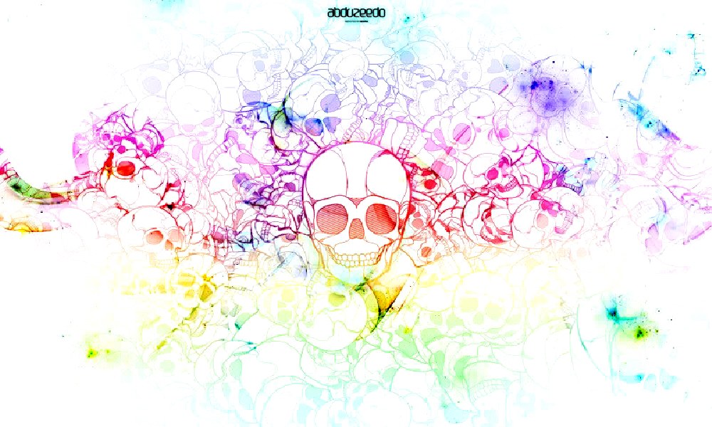 colorful skull pattern art