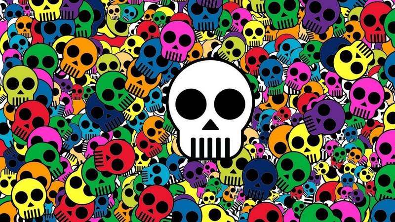 Colorful Skull Pattern — Black