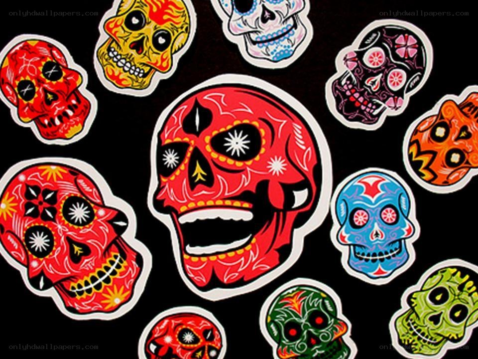 colorful skull stickers