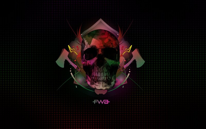 Colorful Skull with Axes