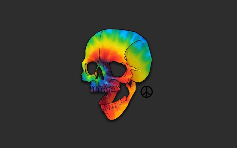 Colorful Skull with Peace Sign