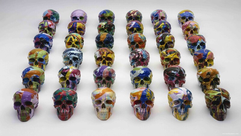Colorful Skulls Art Installation