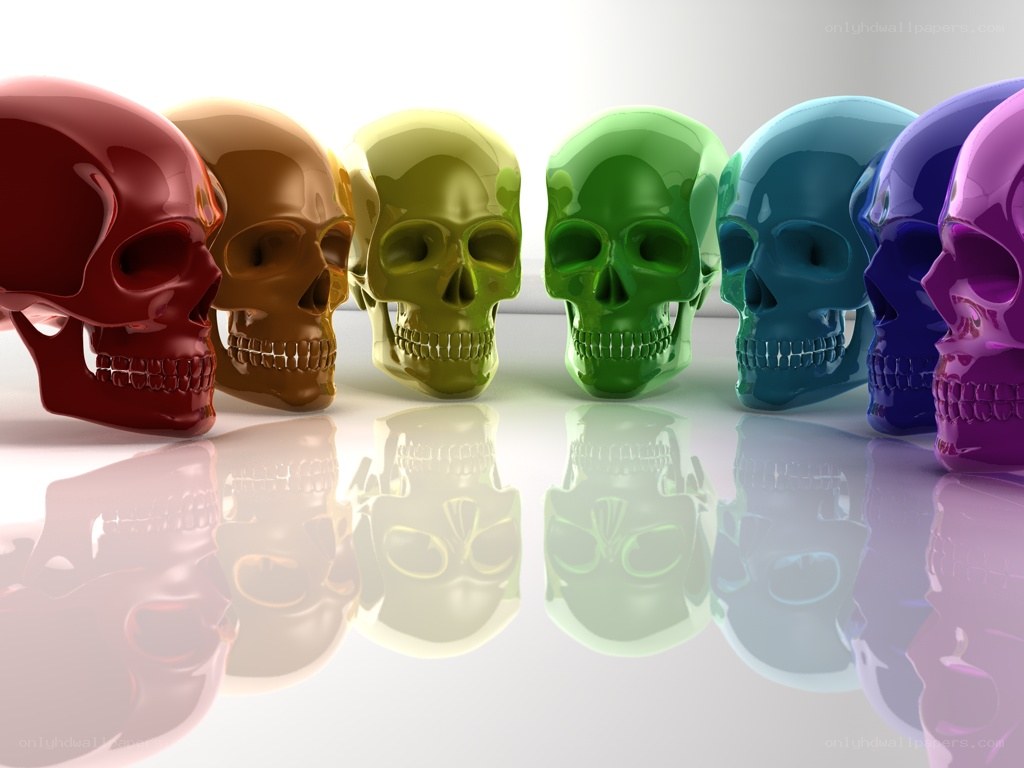Colorful Skulls in a Row