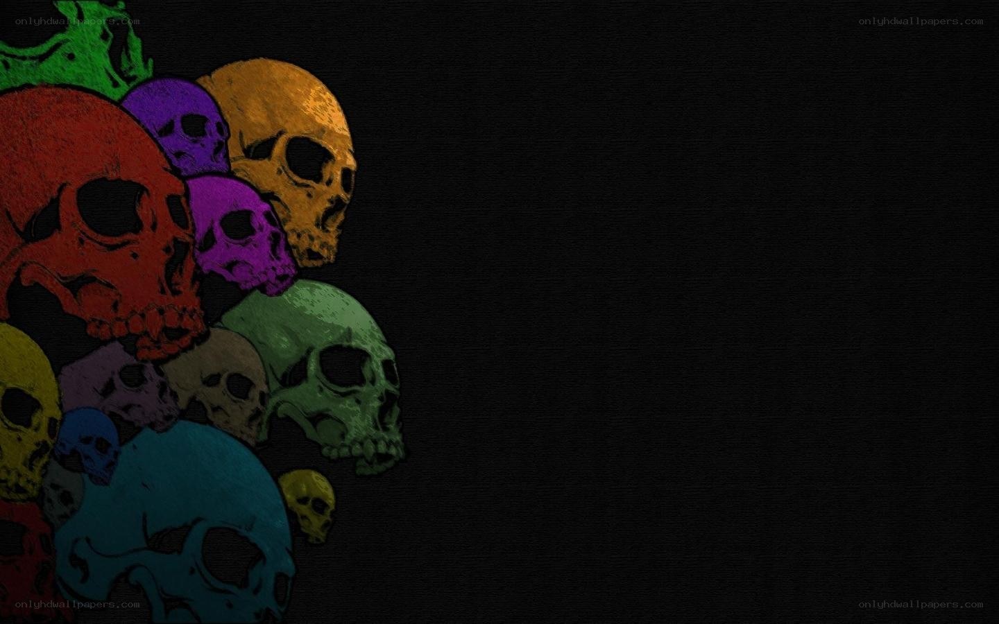colorful skulls on black