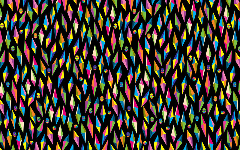 Colorful Skulls Pattern — Black