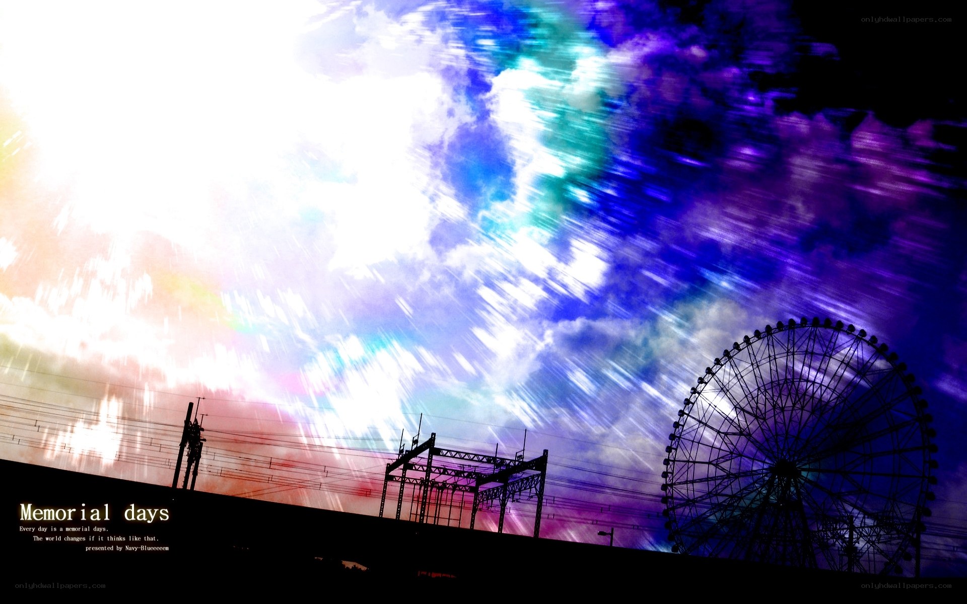 Colorful sky with Ferris wheel