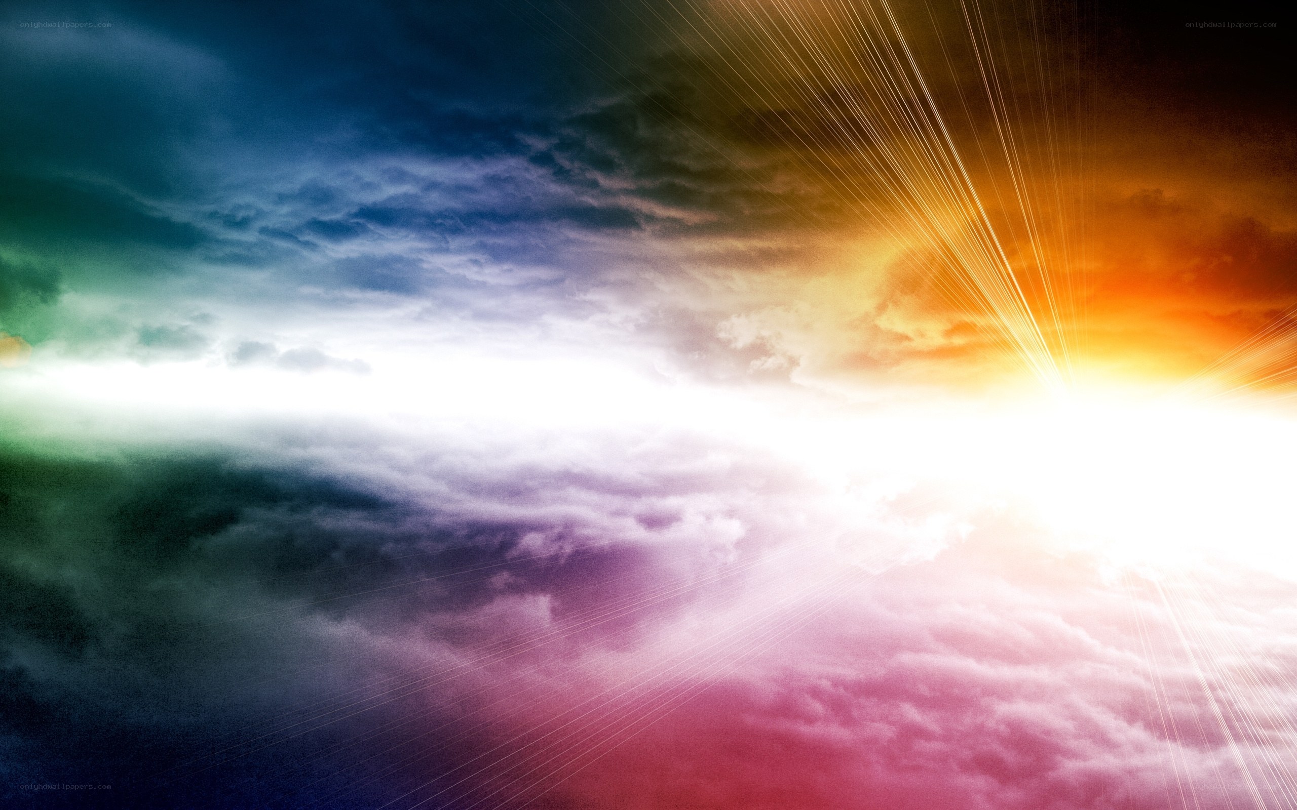 Colorful sky with radiant light