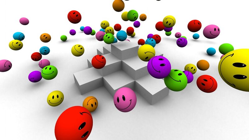 Colorful Smiley Balls — White, Playful