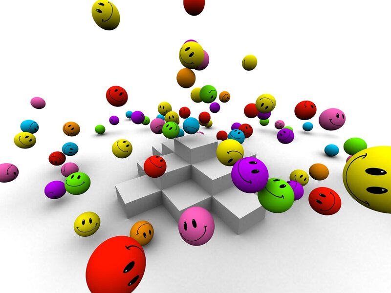 Colorful Smiley Balls — White