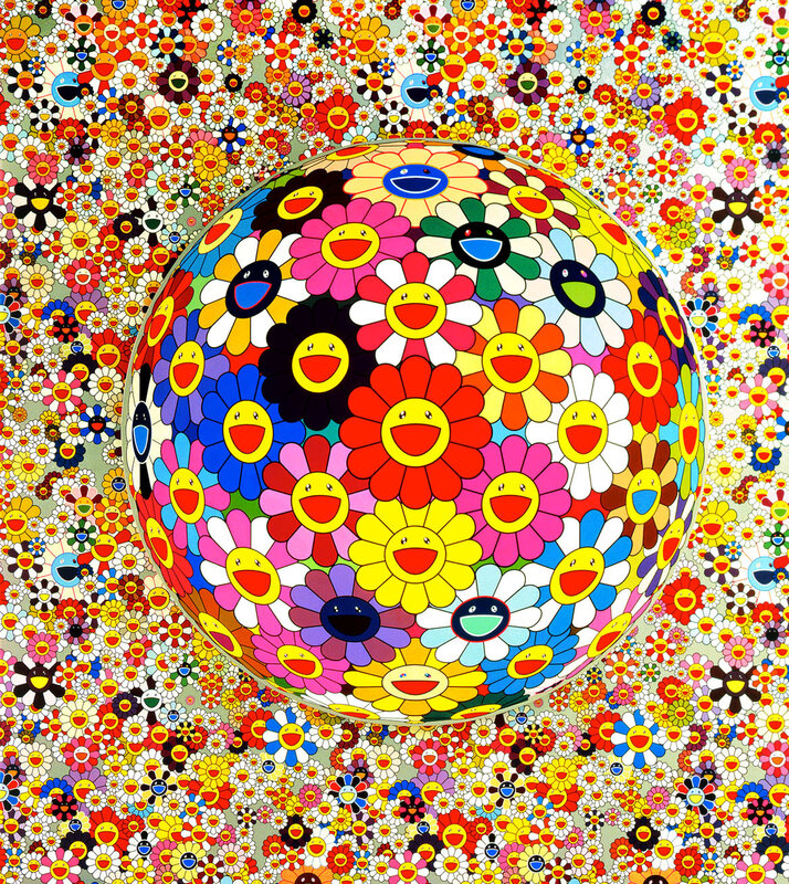 Colorful smiling flowers sphere