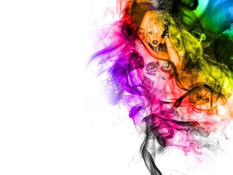 colorful smoke art with woman