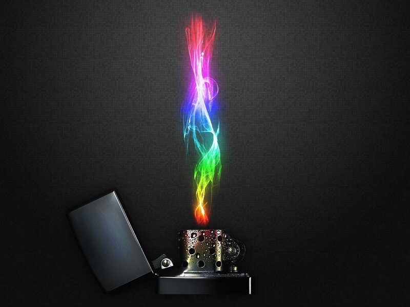 Colorful smoke from a lighter