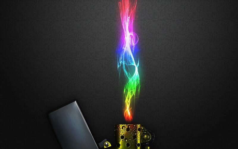 Colorful smoke from a lighter