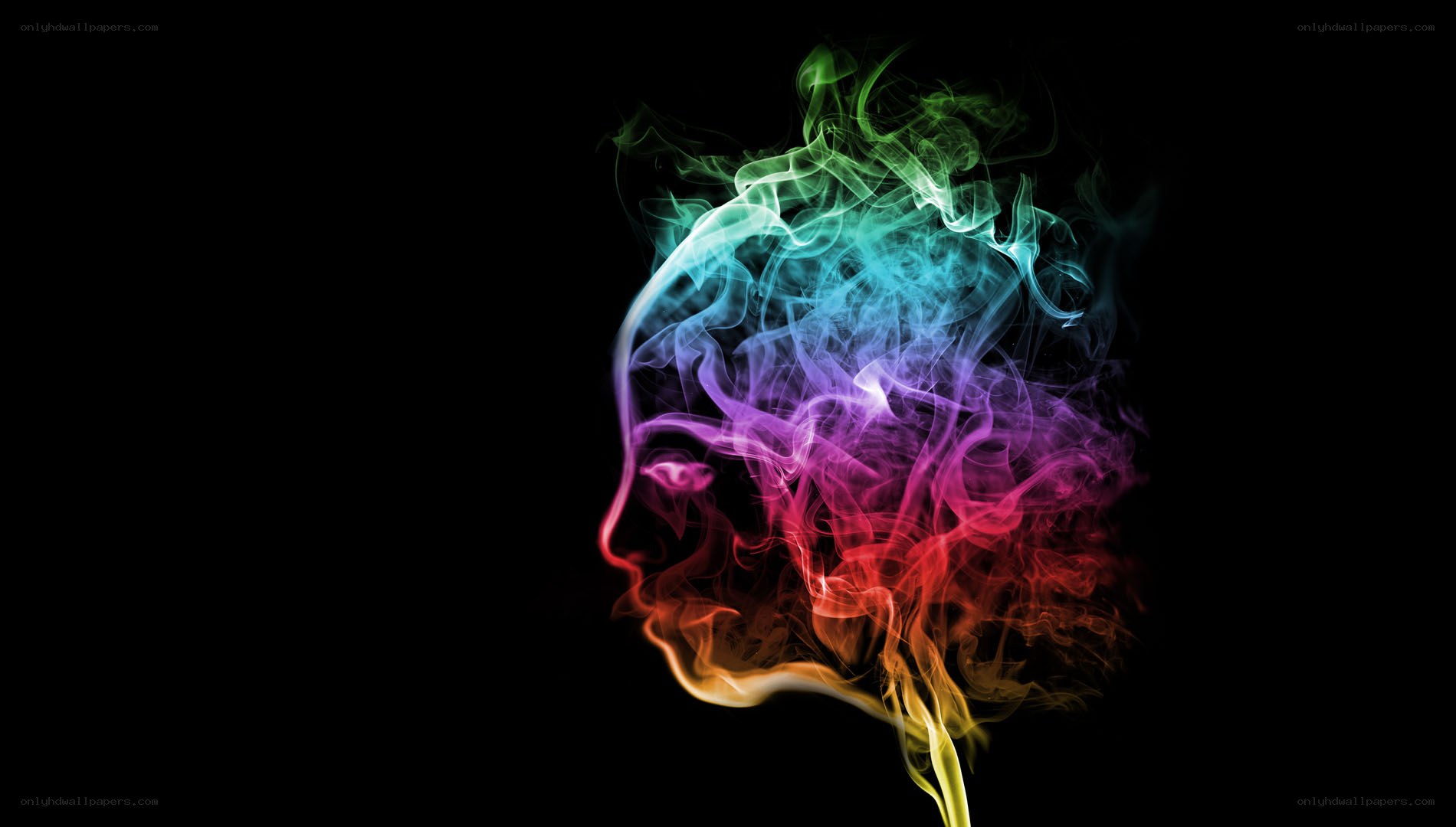 Colorful smoke human profile