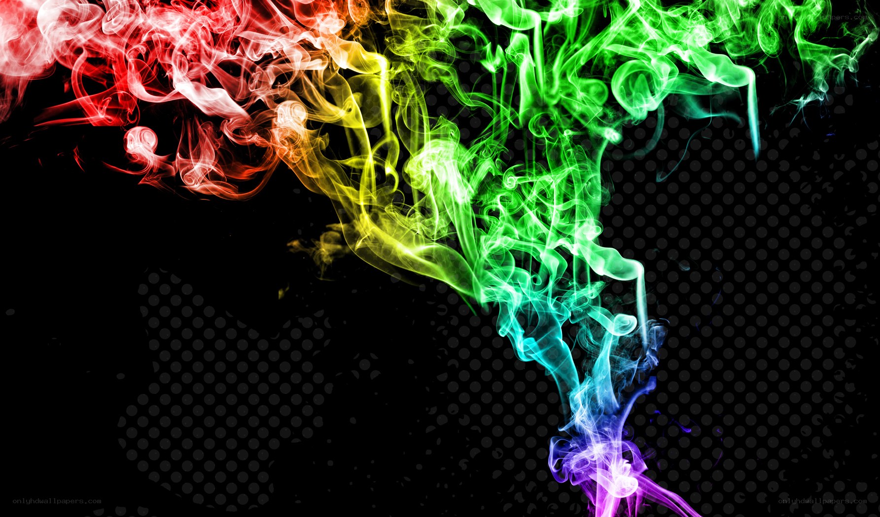 Colorful smoke on black