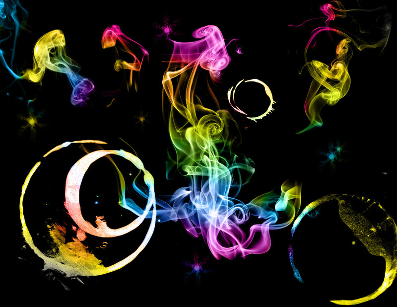 Colorful Smoke Patterns — Black, Dynamic, Abstract, Circles, Stars, Purple