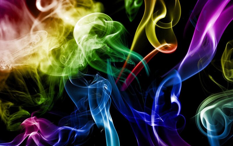 Colorful Smoke Swirls — Purple, Dynamic, Abstract, Light, Dark Background, Blue, Green