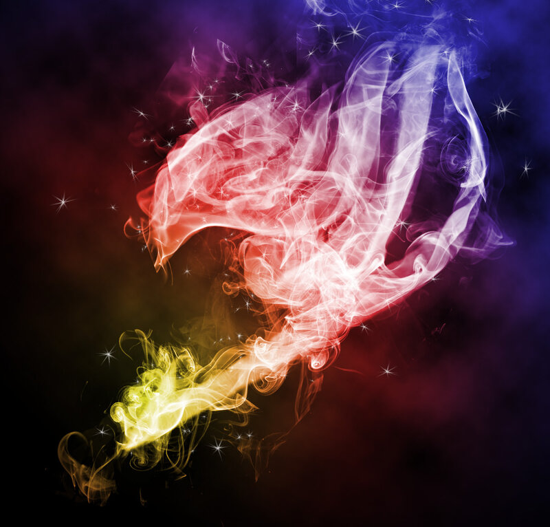 Colorful Smoke Swirls — Red, Dramatic, Digital Art