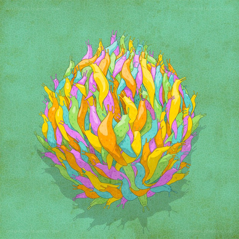 Colorful snail cluster