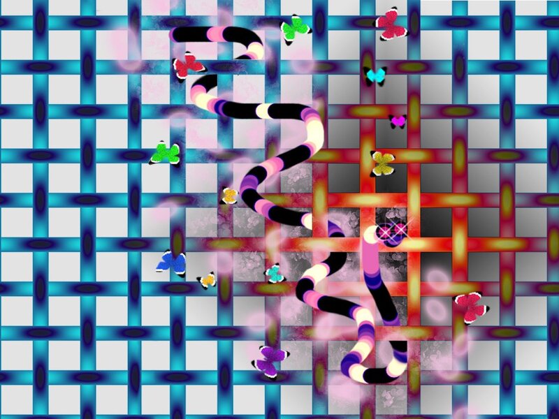 colorful snake game with butterflies
