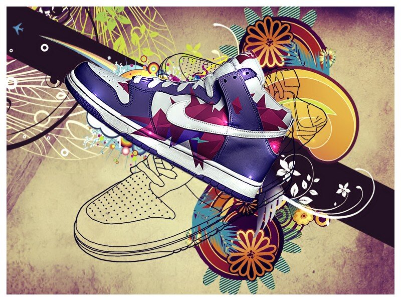 colorful sneaker art illustration