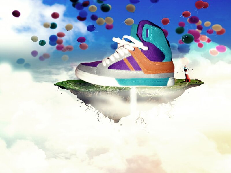 Colorful Sneaker in Clouds
