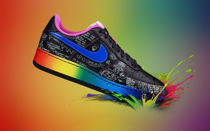 colorful sneaker with graffiti