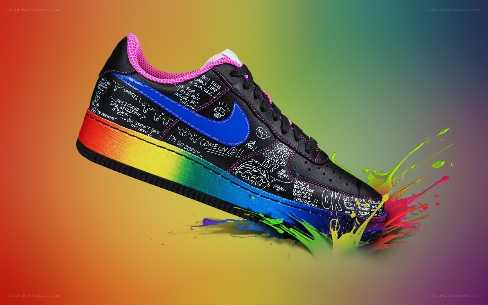 colorful sneaker with graffiti