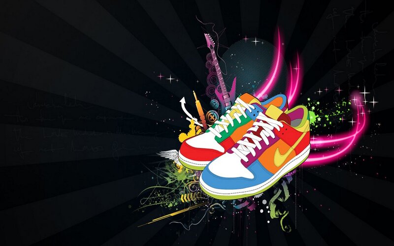 Colorful Sneakers — Black, Energetic