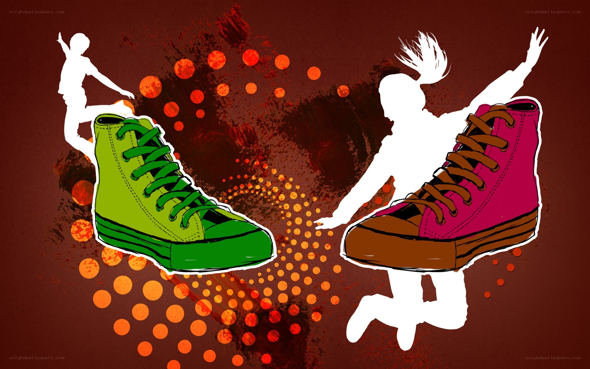 Colorful sneakers with silhouettes