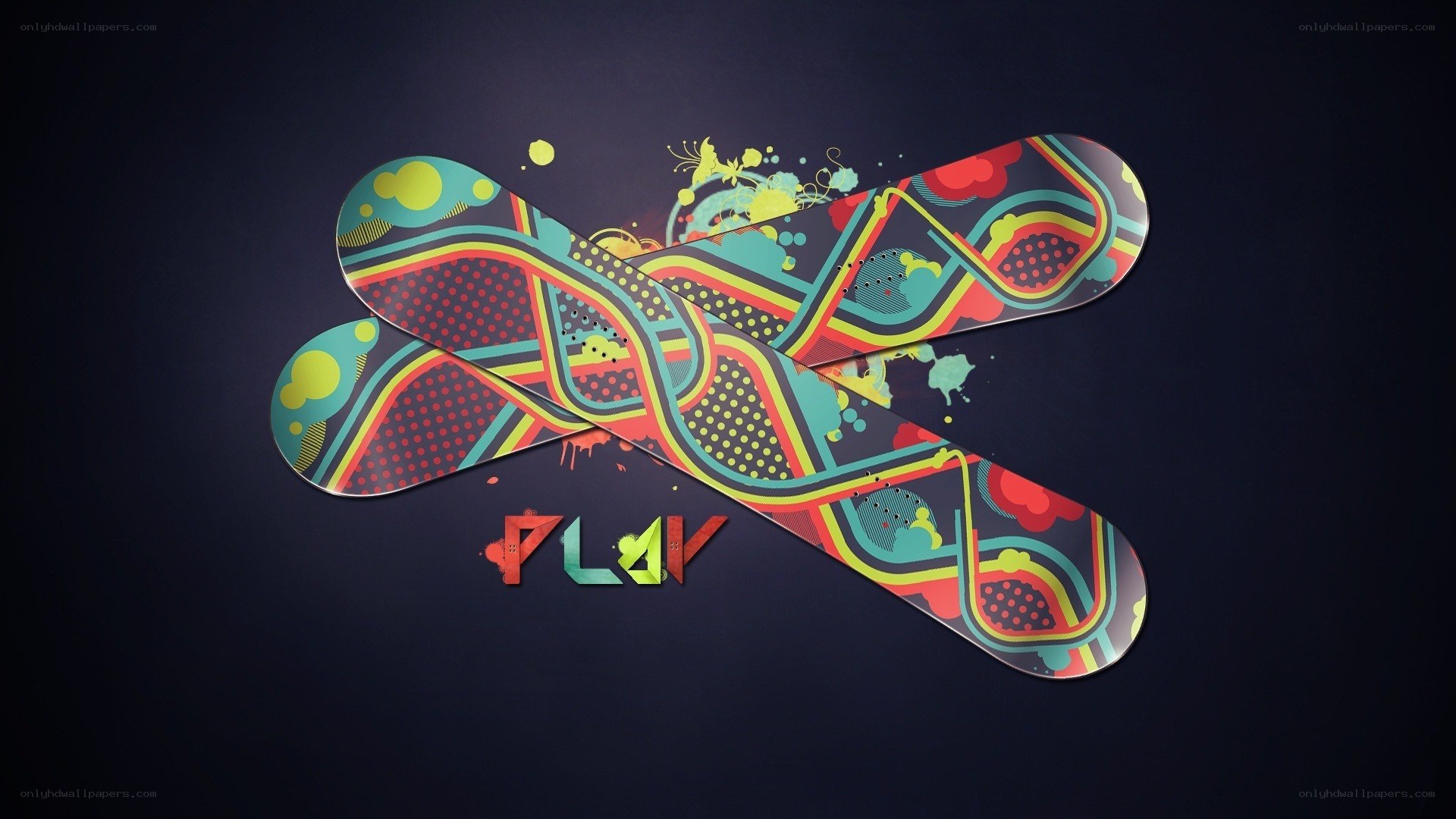 colorful snowboard design