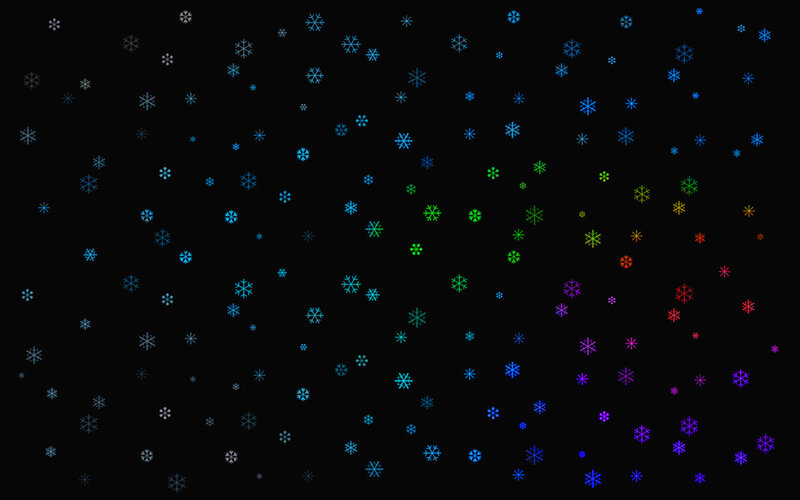 colorful snowflakes on black